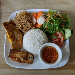 35. 5-Spice Tofu Over Rice (Brown Rice or White Rice) / Com Bi Suon Cha