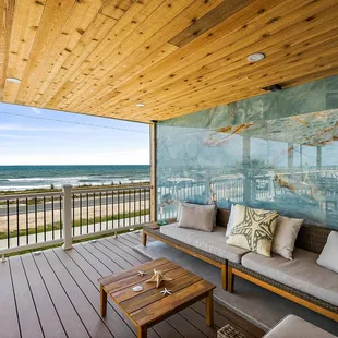 outdoor seating area overlooking the ocean