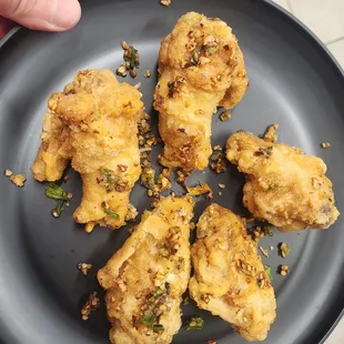 Salt and Pepper wings! Huge, super crunchy, and delicious.