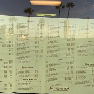 Updated menu