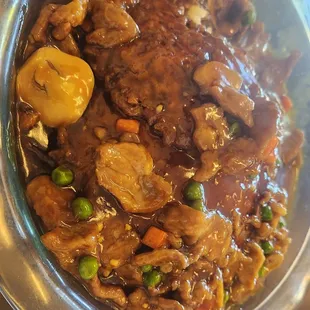 Huge portion of pork foo yung.