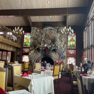 Dining room fireplace.