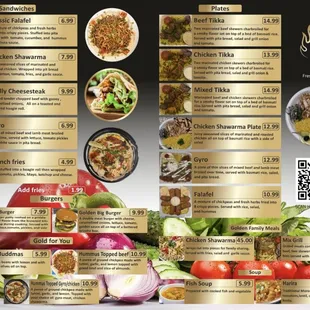 the menu for the restaurant