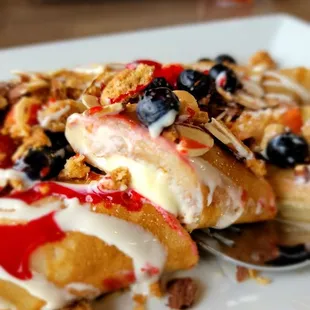 Berry granola crepes