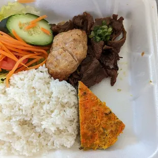 #27 charbroiled beef, minced meat &amp; egg, shrimp paste served with rice