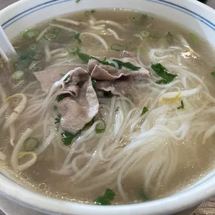 Sliced Rare Steak Beef Noodle Soup