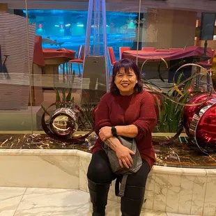 Myself in front of the pool at The Golden Nugget, yes there is a shark in there!