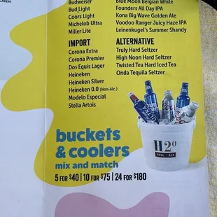 Pool food/drink menu Sept 2024