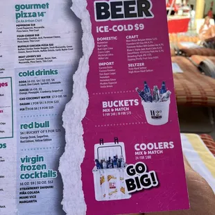 Golden Nugget LV pool menu