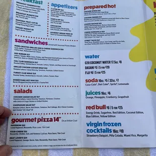Pool food/drink menu Sept 2024
