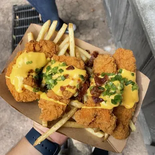 Loaded chicken fingers