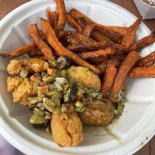 Hot Honey Chicken with Sweet Potato Fries