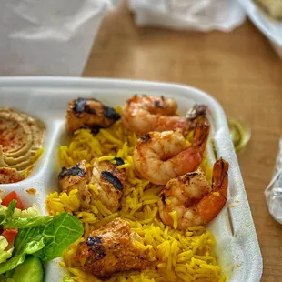 Wonderful chicken kabob and shrimp skewers