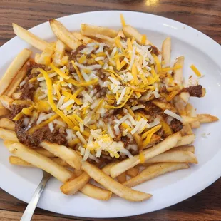 Chili cheese fries. Even if im eating in, Im going to order my meal in a to go container.  I feel like I get more like that!