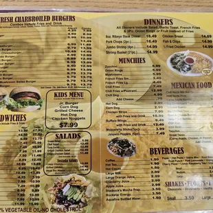 a menu for a mexican restaurant