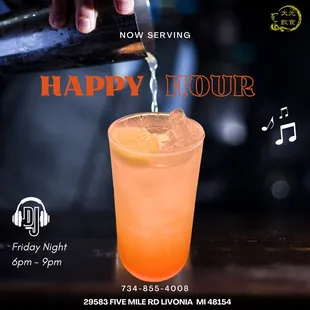 Join us tomorrow, Friday from 6 PM to 9 PM- Live DJ to keep the vibes going- Great music, delicious drinks, and good times,all waiting for u