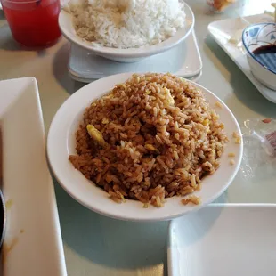 Your choice of white and fried rice comes with entrees.