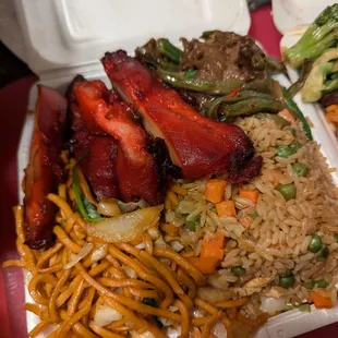 Char su pork and green beans beef