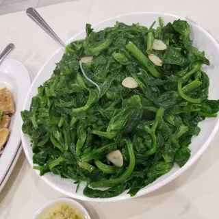 Sauteed Garlic Snow Pea Leaves