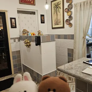 Cashier station in the corner