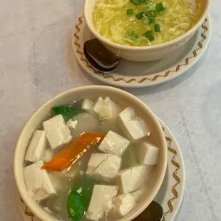Bean Cake Soup and Egg Drop Soup