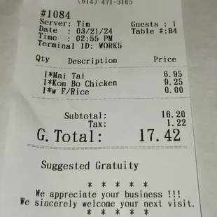 Reasonable Prices For All The Food You Get!!