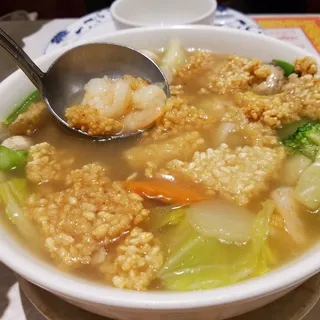 56. Sizzling Rice Soup with 3 Delight