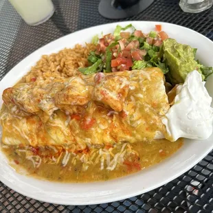 Shrimp burrito with green sauce