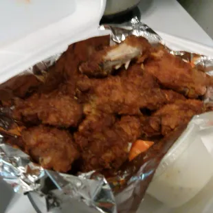 $5 for 10 chicken wings and 1 ranch. 50cents for each additional ranch