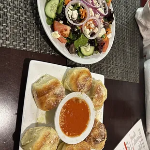 Garlic knots and house salad