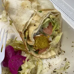 6. Falafel Wrap - half eaten, oops!