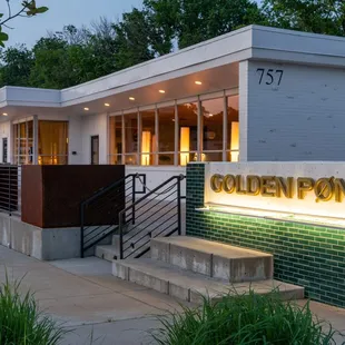 the entrance to the restaurant