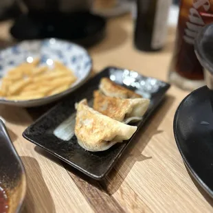 Gyoza and fries