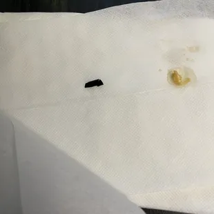 Another foreign matter object - plastic that was in my Egg Foo Young. I had to throw my whole meal away!