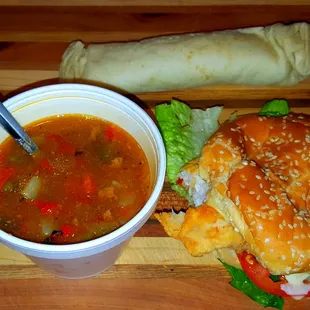 Green Chili Stew &amp; Chicken Sandwich