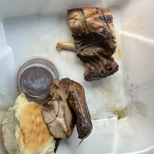 Half a wing &amp; a couple bites off of what the manager called &quot;the breast&quot;.