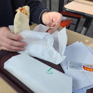 breakfast burrito #9. But it&apos;s opened at the end, so more like a taco