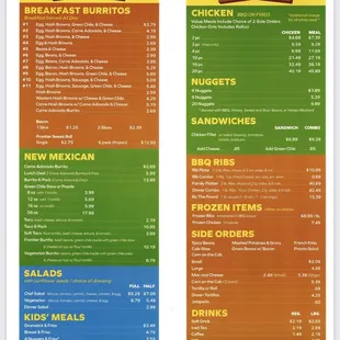 menu
