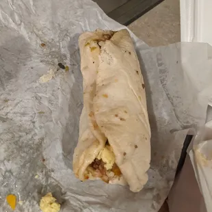 #7 Breakfast Burrito, $3.39 prior to tax