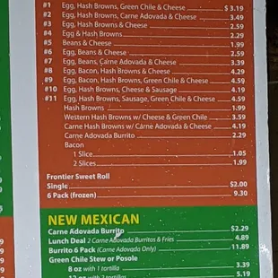 menu