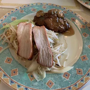 Egg foo young and pork chow mien delicious