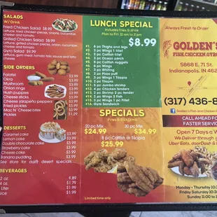 Menu (prices have increased, but menus aren&apos;t reflective)