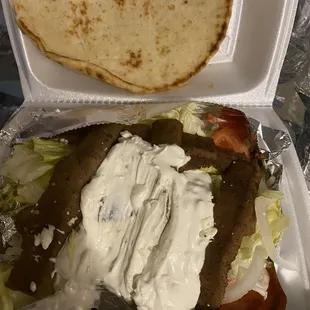 Gyro salad with a pita. Yum!