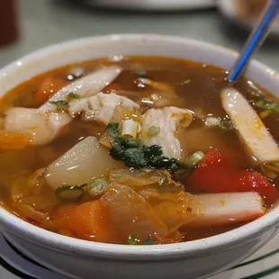 Caldo de mariscos (seafood soup)