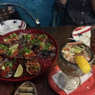 Dozen of Oysters- Ceviche (appetizer) - octopus cocktail (appetizer) They were so so good!