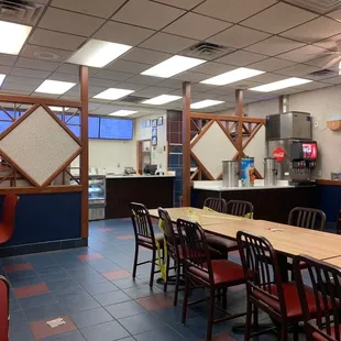 Diningroom - Some tables are marked as closed for social distancing.