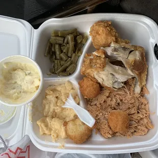 Bbq and 2 piece chicken plate.