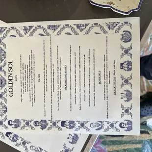 Menu, açaí bowl