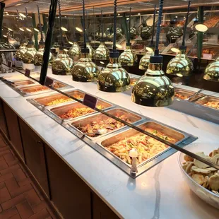 a buffet with many different types of food