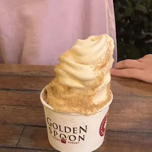 Cake batter with graham cracker topping